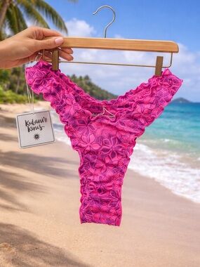 Kulani Kinis Hot Pink Floral Ruffle Bikini Bottom